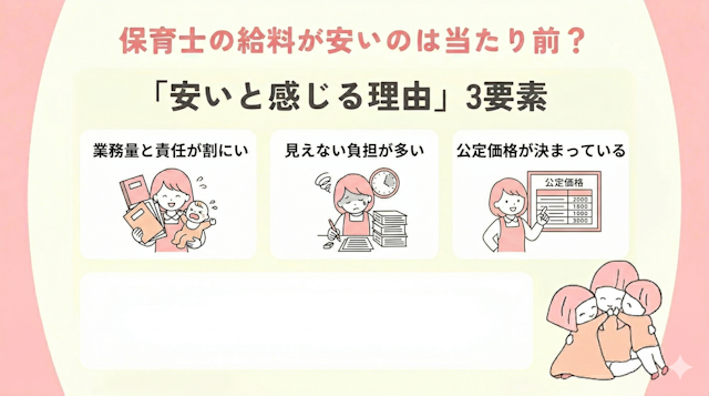 保育士の給与が安いと感じる3要素