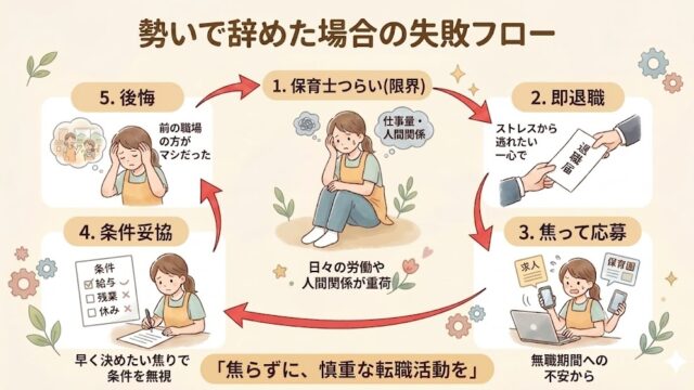 勢いで辞めた場合の失敗フロー