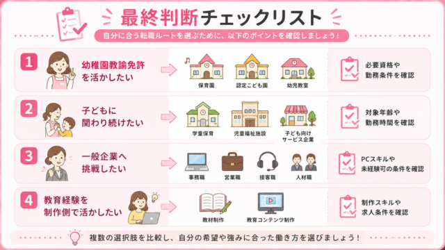 幼稚園教諭から異業種へ転職する際の最終チェックリスト