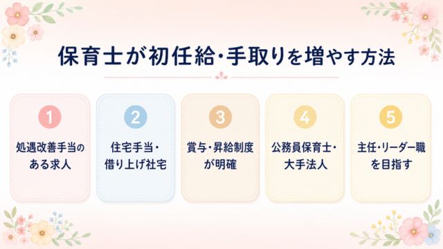 保育士が初任給・手取りを増やす方法