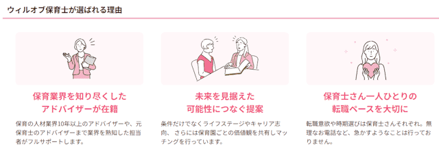 ウィルオブ保育士が選ばれる理由